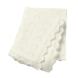 Loyfoky Baby Blanket 100% Cotton Knit Swaddle Soft Newborn Receiving Blanket Cozy for Boy/Girl Crib,Stroller White 40x30in