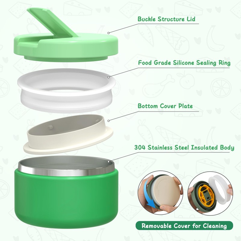 Bento Lunch Box with 8oz Soup Thermo, Leak-Proof Lunch Containers