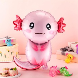 Gejoy 18 Pcs Axolotl Birthday Party Decorations Axolotl Balloons 26 Inch Cute Aluminum Foil Balloons Inflatable for Summer Beach Themed Party Pool Toys Favor Supplies