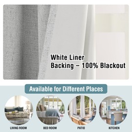 H.VERSAILTEX 100% Blackout Curtains for Bedroom, Thermal Insulated Linen Textured Curtains Heat and Full Light Blocking Drapes Living Room Curtains 2 Panel Sets, Glacier Gray, 52x84 Inch