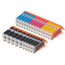 25 Pack Compatible Canon Canon 250 , Canon 251 , CLI-251 , CLI-251XL , PGI-250 , PGI-250XL 5 Small Black, 5 Cyan, 5 Magenta, 5 Yellow, 5 Big Black for use with Canon PIXMA MG5420, PIXMA MG5422, PIXMA MG5520, PIXMA MG5522, PIXMA MG6320, PIXMA MG6420, PIXM