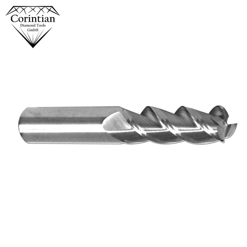 Corintian Solid carbide aluminium milling cutter, diameter 1-12 mm, three-edged,