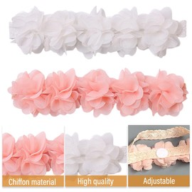 WeddHuis Baby Girl Headband Flowers Princess Hair Accessories for Newborn and Children (White, Pink)