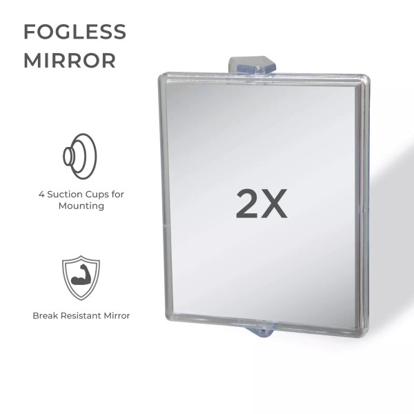 Zadro Fogless Swivel Shower Mirror with 2X Magnification & Suction