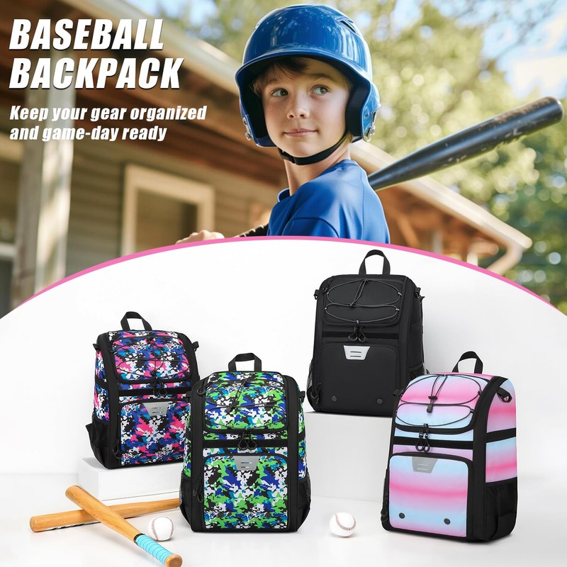 HAMBOLY Youth Baseball Bag, Softball Bag for Girls & Boys,