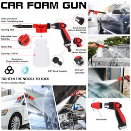 AUTODECO 44Pcs Car Wash Detailing Kit Cleaning Kits with Foam Gun Sprayer Wash Mop with Long Handle Collapsible Bucket Large Wash Mitt Towels Complete Interior Exterior Car Washing Supply Set Black