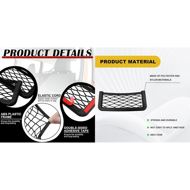 Framed Mesh Net Holder Car Organizer, Seat Side Back Netting