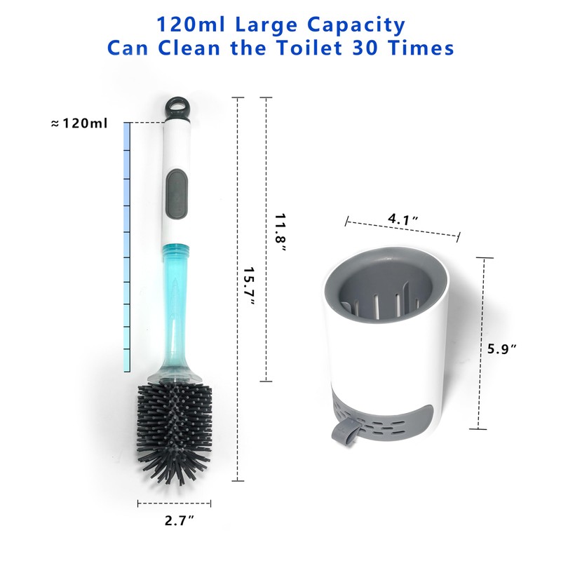BERGFBV Silicone Toilet Brush and Holder Set, 1 Pack Bendable
