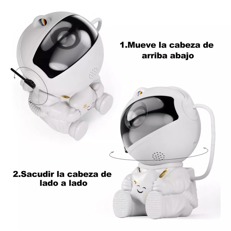 Alltop Lámpara Led Astronauta Proyector De Galaxia Estrella Estructura Blanco