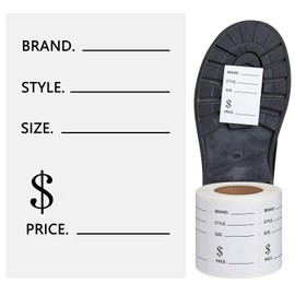 Fulmoon 500 Pack 1.57 x 2.36 Inch Self Adhesive Shoe Store Labels Style, Size and Price Sticker Roll Label Stickers Blank Shoe Stickers for Women Men