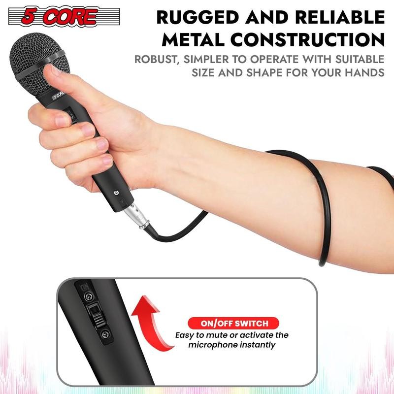 5Core XLR Microphone Dynamic Mic Karaoke Singing Studio Mics Handheld