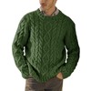 Runcati Men's Chunky Knit Cable Knit Pullover Autumn Winter Crew