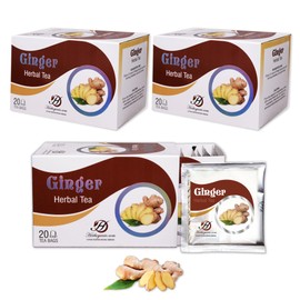 HERBOGANIC Ginger Herbal Tea - Relaxation and Delicate Aroma | Soothing and Refreshing Blend | Natural Ingredients | 60 Tea Bags