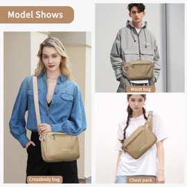 TINYAT Crossbody Bag for Women Waterproof Shoulder Bag Beige Crossbody Waist Bag with Adjustable Strap Large Shoulder Bag Travel Bag for Women, brown, 当代