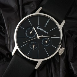 Gigandet Damen-Armbanduhr Multifunktion Quarz Analog mit Lederarmband schwarz G38-002