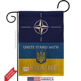 Ukraine Flag NATO Stand with Ukraine Burlap Garden Flag-Pack Support Cause Ukrainian Vintage Applique House Decoration Banner Small Yard Gift Double-Sided, Made in USA