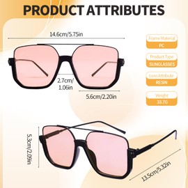 GGSTDDUP Oversized Square Sunglasses Semi Rimless 2 Pairs Retro 70S Vintage Sun Glasses Lightweight Tinted Trendy Shades Glasses for Women