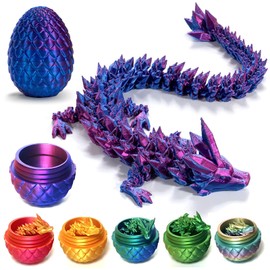 nezababy 3D Printed Dragon,3D Dragon Eggs with Dragon Inside,Crystal Dragon Fidget Toy for Adult,Full Articulated Dragon Decoration for Gift (Red) (Purple)