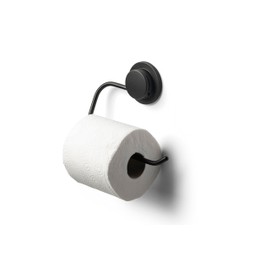 Croydex Stick 'n' Lock Toilet Roll Holder, Matt Black