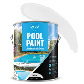Dyco Waterborne Acrylic Pool Paint, Resistant to UV, Water, Salt, Chemicals, Fading, Cracking & More, Seals Hairline Cracks (White, 1 Gallon)
