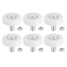 uxcell 6 Pack Drawer Rollers, 22mm Plastic Drawer Pulley Sliding Positioning Rollers Slide Guide Bearing Small Pulleys with Nuts for File Cabinet Slides, White