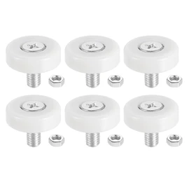 uxcell 6 Pack Drawer Rollers, 22mm Plastic Drawer Pulley Sliding Positioning Rollers Slide Guide Bearing Small Pulleys with Nuts for File Cabinet Slides, White
