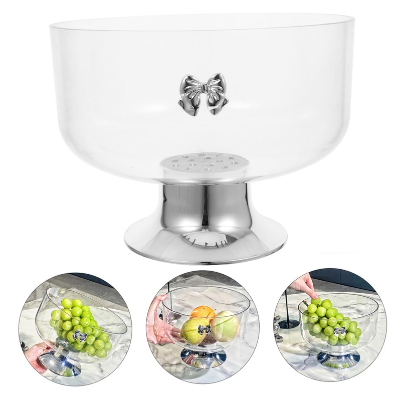 LABRIMP Footed Dessert Bowl Large Acrylic Fruit Bowl 20cm Tall