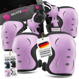 SKATEWIZ - Rodilleras de skate para niños, coderas y muñequeras para patinaje sobre ruedas [6 piezas] Equipo de protección contra patinaje climático neutro para adultos y niños, patines y patines