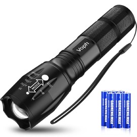 Voph Flashlight 1 Pack, 5 Modes 2000 Lumen Tactical LED Flash Light, High Lumens Bright Waterproof Flashlights, Focus Zoomable Flash Lights for Camping, Gift for Christmas Stocking
