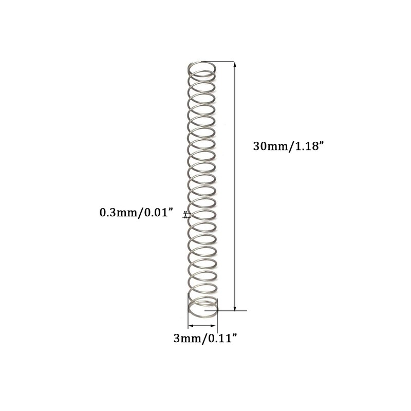 TA-VIGOR 10Pcs Extended Compressed Spring, 3mm OD,0.3mm Wire Size,30mm Length