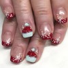 MERVF Christmas Press on Nails Short Square Fake Nails Red