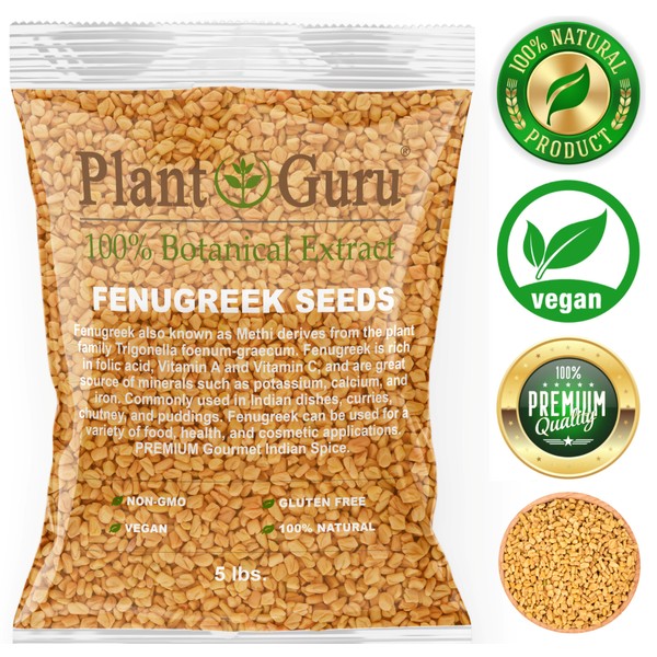 Fenugreek Seeds 5 lbs. Bulk Non-GMO Trigonella Foenum Graecum Whole Methi Seed