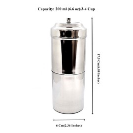 KERAM south indian drip coffee maker 4/5 cup 10.14 Oz(300 ml) permanent/reusable phin filter small/mini-metal SS 304 for camping manual dripper makers