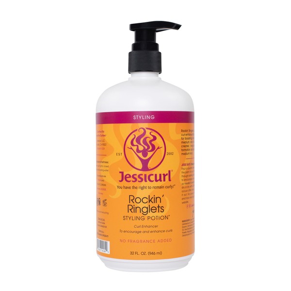 Jessicurl, Rockin' Ringlets Styling Potion, No Fragrance Added, 32 Fl oz. Curl Enhancer with Flaxseed Extract, Curl Defining Styler for Curly Hair and Frizz Control