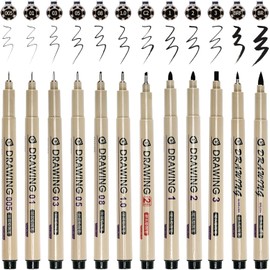 Fineliner Drawing Art Pen, Writing Pens, Inking Markers Liner, Smooth Micro Line Tip, Fine Line Ink Set Study Supplies, 21pcs Black Pens