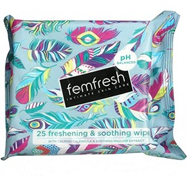 Femfresh Freshening & Soothing Wipes, Feminine Hygiene Wipes with Calendula & Aloe Extracts, pH Balanced, Great for Home, Work or Travel, Pocket Size Portable Pack, 25 Wipes