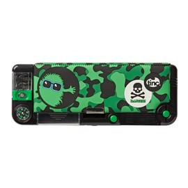 Tinc Removable Pencil Case with Compartments - Includes Pencil with Rubber Cap, Ballpoint Pen and 15cm Ruler, Character, Green, Pencil case with compartment