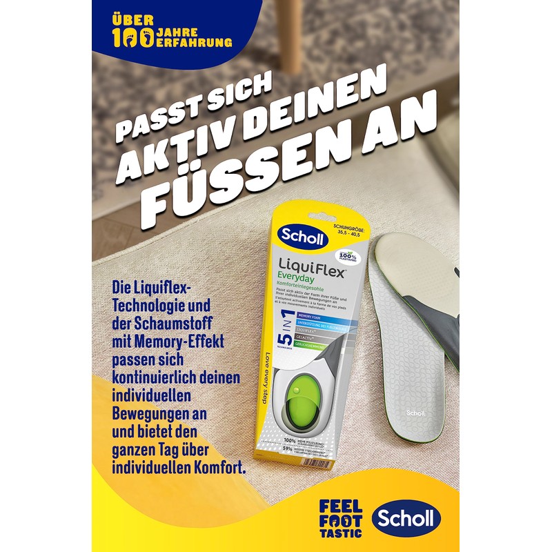 Scholl LiquiFlex Everyday S Comfort Insoles, More Memory Foam and