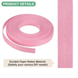 M METERXITY Paper Weaving Cane 12-Ply, 10.9 Yards x 0.47 Inch Paper Rattan Weaving Cane Material for DIY Crafts Making/Home Decoration, Basket Weaving Supplies [Pink]