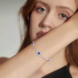 Lwsary Infinity Celtic Knot Bracelet 925 Sterling Silver Irish Bracelet Sapphire Bracelets January Birthstone Jewelry for Women