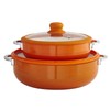 IMUSA USA 2 Piece Orange Ceramic Interior Caldero Set with