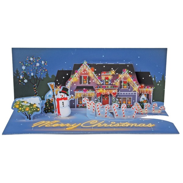 Up With Paper Pop-Up Panoramics Light-Up Greeting Card - Holiday Lights, multi colored, 4x9 Inch (Model: A321LIT)