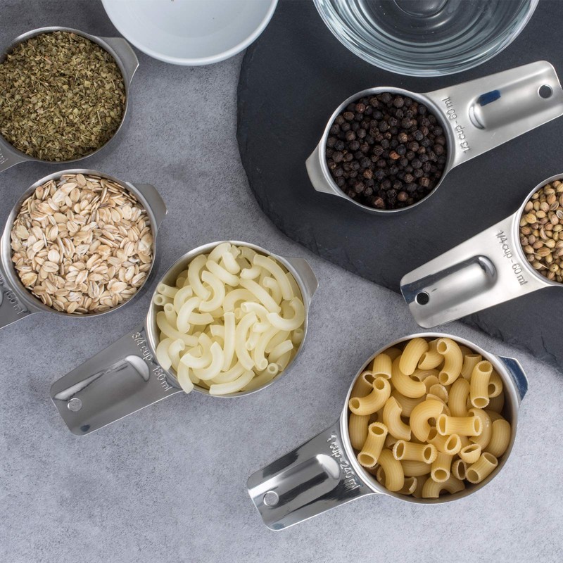 Set of 7 Heavy Duty Measuring Cups, 18/8 Stainless Steel