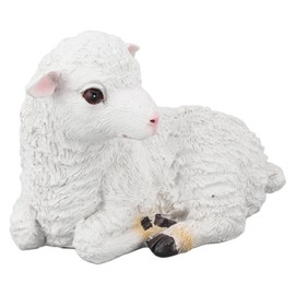 Cocoarm Decorative Lamb Figure, Realistic Sheep Statue, Outdoor Lamb Sculpture Made of Resin, Lifelike Sheep Decoration for Home Decor, Garden (Lounging)
