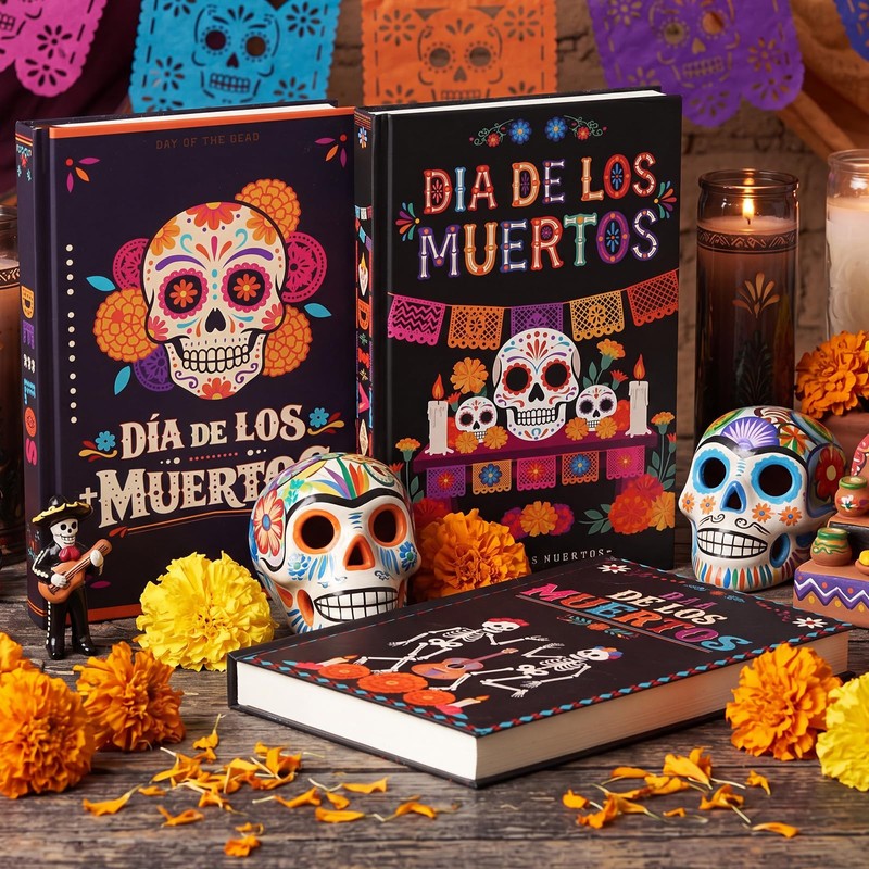 3 Pcs Day of the Dead Halloween Decor Books