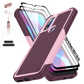 ymxdmd Heavy Duty Case for Moto G Pure 2022/Moto G Power 2022 6.5 Inche, 4 Corners with Airbags[12ft Drop Protection], Non-Slip Grip Bumper Support Wireless Charging Drop Resistant Case -Rose/Pink