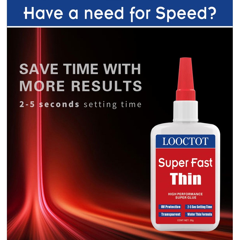 LOOCTOT 60g(2.12 oz) Thin Super Glue Dries Super Fast (2-5