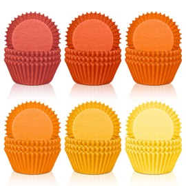 Whaline 300Pcs Fall Cupcake Liners Gradient Orange Autumn Baking Cups Thanksgiving Standard Muffin Cupcake Wrappers for Party Supplies Table Decor