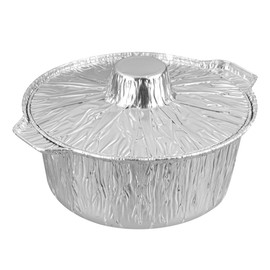 Foil Lux 60 Ounce Pans And Lids, 100 Disposable Pots With Lids - Oven-Ready, Stove Compatible, Aluminum Foil Baking Pans, Freezable, For Outdoor Camping, Vacation, Picnic, And More - Restaurantware
