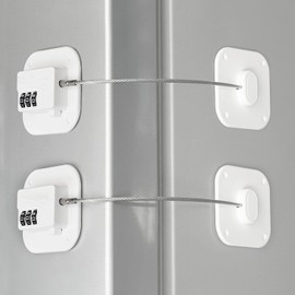 2 Pack Refrigerator Lock - Heavy Duty Combination Fridge Lock, Child/Baby Proofing Lock for Cabinets, Closets, Drawers, Window and More, Easy Install and Use (White)